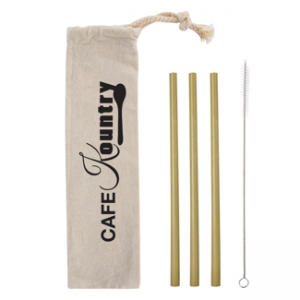 Bamboo Straw Kit in Cotton Pouch