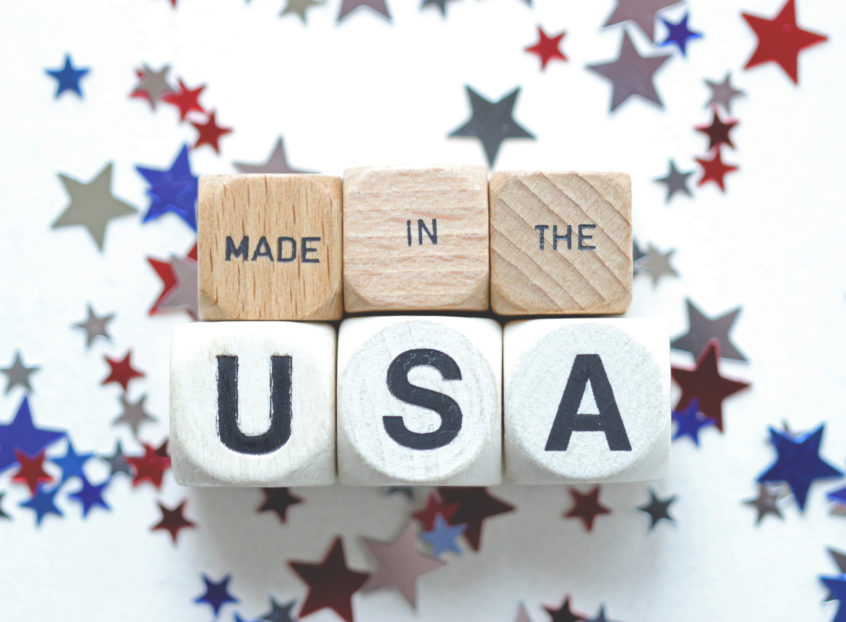 Wooden blocks reading “made in the USA”